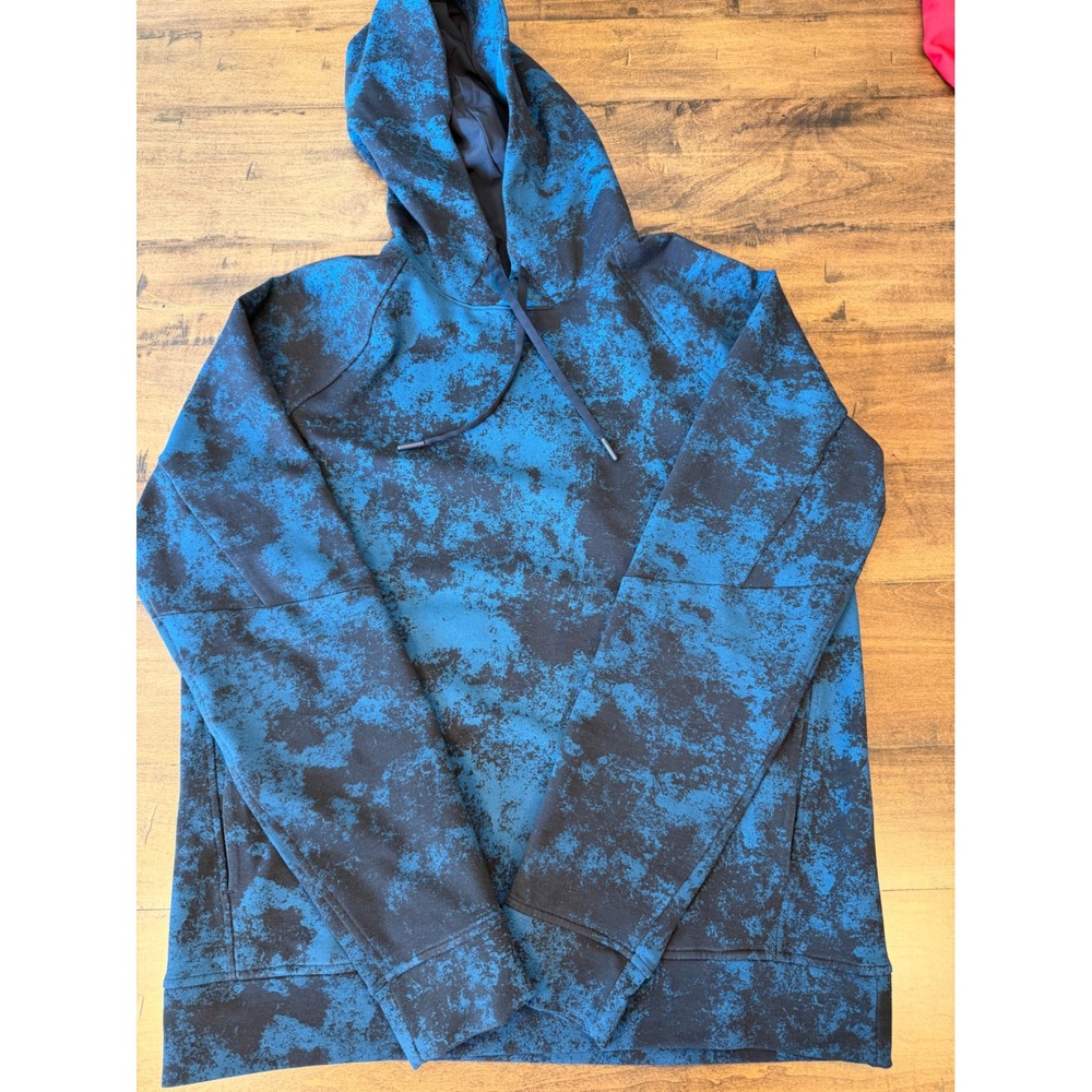 Lululemon City Sweat Pullover Hoodie Mens Medium Blue Black Static Print